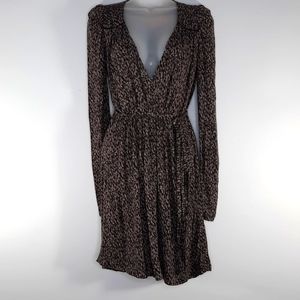 FRENCH CONNECTION  BLACK/TAUPE  FAUX WRAP DRESS SZ 2